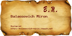 Balassovich Miron névjegykártya
